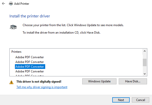 Adobe acrobat default printer settings windows 10